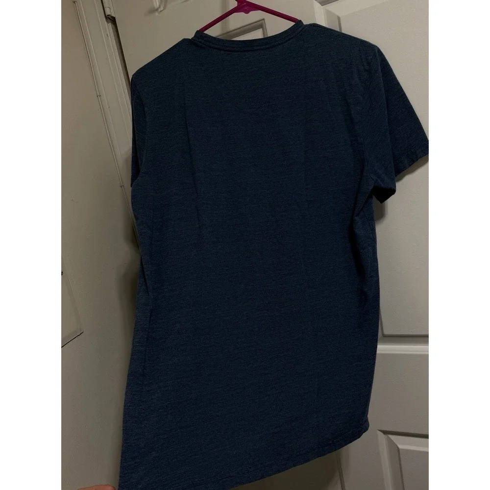 The North Face Men's Medium Heather-Ed Blue Box Logo Patch / Graphic Tee